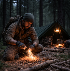 Affilatura di coltello bushcraft su pietra sul campo